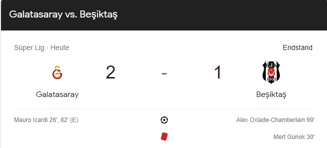 Galatasaray 2 - Besiktas 1 - Derbi Sonucu