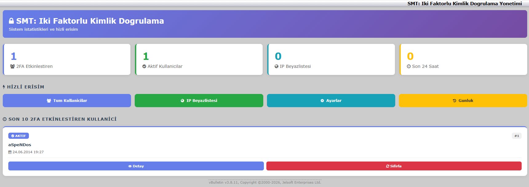Vbulletin Kimlik Do�rulama (2FA) Sistemi