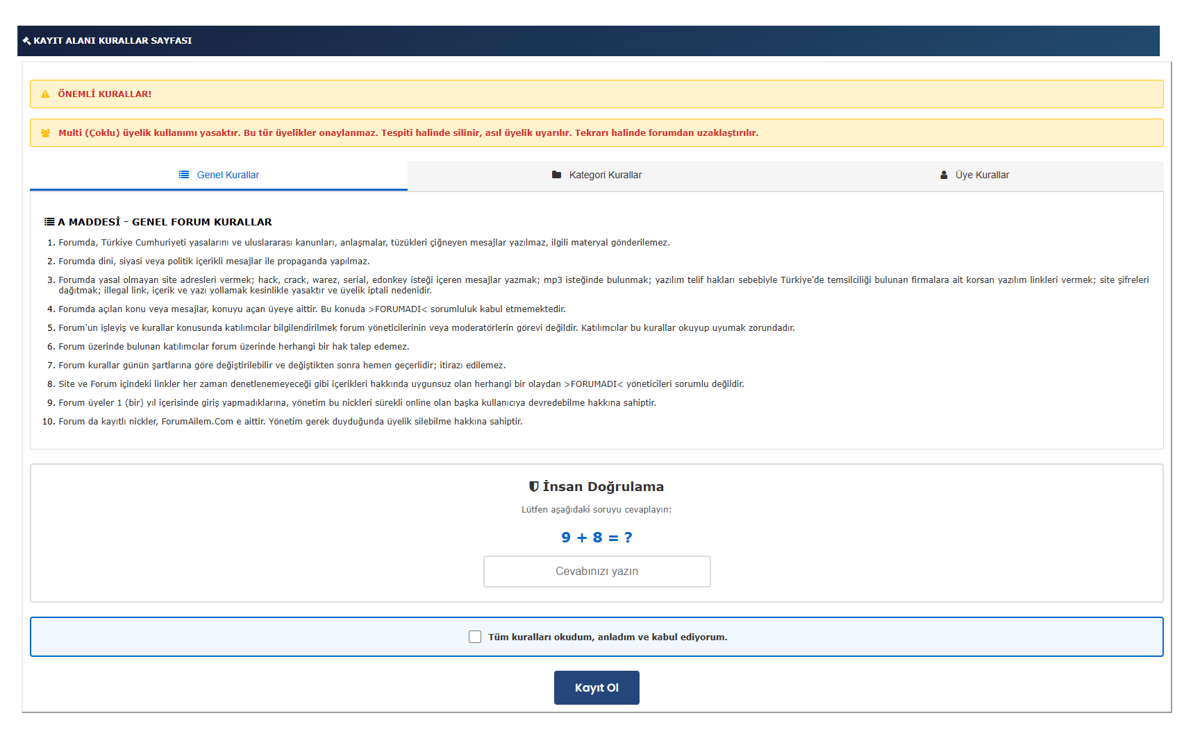 Vbulletin 3.8.x - Kay�t ve Kurallar